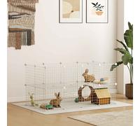 PawHut DIY Pet Playpen Metal Wire Fence Indoor Outdoor Rabbit Small Animals Cage 36 Panel Enclosure, White White