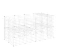 PawHut DIY Pet Playpen Metal Wire Fence Rabbit Cage 36 Panel White