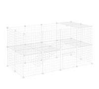 PawHut DIY Pet Playpen Metal Wire Fence Rabbit Cage 36 Panel White | Indoor Outdoor Use, Small Animals, Enclosure, C&C Grids
