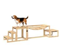 PawHut Dog Agility Equipment 3 Pieces Wooden Dog Agility Set Natural Wood | Soft Bridge, Pause Platform, Pet Stair for Outdoor
