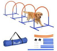 PawHut 4-Piece Dog Agility Training Set with Carry Bag - Portable Obstacle Bows (D07-037V00BU, Blue/Orange)