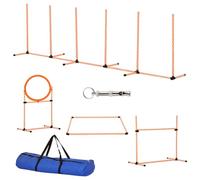 PawHut Pet Agility Training Equipment Dog Play Run Jump Hurdle Bar Obedience Training Set with Adjustable Height Jump Ring High Jumper Weave Poles