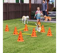 PawHut Dog Agility Equipment Set, Adjustable Height Jumping - Orange - ABS, PE - 80W x 22.5D x 30Hcm