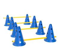 PawHut Dog Agility Equipment Set of Eight Cones, Eight Poles w/ Carry Bag, Four-Piece Adjustable Height Jumping Obstacles Blue