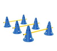 PawHut Dog Agility Equipment Set of Six Cones, Six Poles with Carry Bag, Three-Piece Adjustable Height Jumping Obstacles, Blue