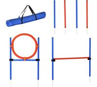 PawHut Dog Agility Equipment with Weave Poles, Adjustable Hurdle, Jump Ring