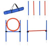 PawHut Dog Agility Equipment with Weave Poles, Adjustable Hurdle, Jump Ring | Pet Agility Training Set, Carry Bag, Dog Indoor Outdoor Games, for Play, Run, Jump, Obedience