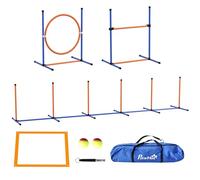 PawHut Dog Agility Training Equipment with Weave Poles, Jump Ring, Orange