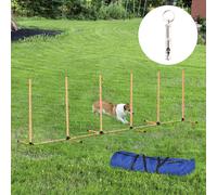 PawHut Dog Agility Weave Poles Training Obstacle Course Set with Whistle
