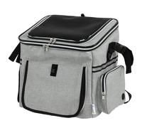 PawHut Dog Bike Basket, Soft-Sided Pet Carrier with Security Leash, Mesh Door & Window, Plush Cushion, Bowl, Light Grey