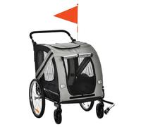 PawHut Dog Bike Trailer 2 in 1 for Medium Dogs 134L x 60W x 101H cm Grey