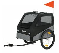 PawHut Dog Bike Trailer, Dog Cart Bicycle Carrier for Small and Medium Pets with 20" Inflatable Rubber Wheels, Grey