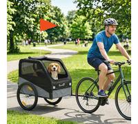 PawHut Dog Bike Trailer for Small & Medium Pets with 20" Rubber Wheels - Grey