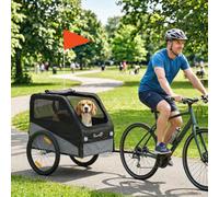 PawHut Dog Bike Trailer for Small & Medium Pets with 20" Rubber Wheels, Grey, Grey