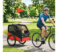 PawHut Dog Bike Trailer for Small & Medium Pets with 20" Rubber Wheels - Red