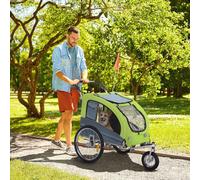 PawHut Dog Bike Trailer Pet Stroller Cart Carrier for Bicycle 360 Rotatable with Reflectors 3 Wheels Hitch Coupler Push/ Pull/ Brake Water Resistant Green Green