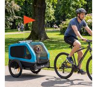 Pawhut Dog Bike Trailer W/ Flip-Down Ramp Tailgate, Reflectors, Blue