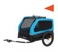 Pawhut Dog Bike Trailer W/ Flip-Down Ramp Tailgate, Reflectors In Blue Blue
