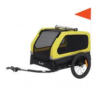 PawHut Dog Bike Trailer w/ Flip-Down Ramp Tailgate, Reflectors, Yellow, Yellow