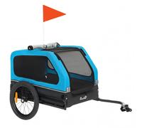 PawHut Dog Bike Trailer with Flip-Down Ramp Tailgate, Quick Release Frame, Universal Bicycle Coupler, Reflectors, Blue