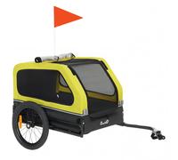 PawHut Dog Bike Trailer with Flip-Down Ramp Tailgate, Quick Release Frame, Universal Bicycle Coupler, Reflectors, Yellow