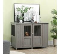 PawHut Dog Crate Kennel Cage for Extra Large Dog, Indoor End Table, Grey