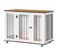 PawHut Dog Crate Furniture End Table w/ Lockable Door - for Large Dogs - White | TJ Hughes