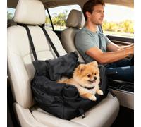 PawHut Dog Car Seat for Small Dogs, Dog Booster Car Seat with Fixed Buckle, Safety Leash, Washable Cover, Thickened Small Pets Travel Carrier Bed, 58 x 45 x 28 cm, Black