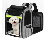 PawHut Dog Carrier Backpack Expandable Breathable for Small Cat Light Grey