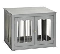 PawHut Dog Crate End Table with Three Doors for Medium Pets, Grey