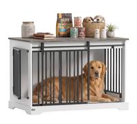 Pawhut Dog Crate Furniture 100 cm Large Double Door for Large Breeds White