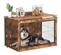 PawHut Dog Crate Furniture, Dog Cage End Table with Openable Top, Two Lockable Doors, for Extra Large Pets, 118 x 75 x 77cm, Rustic Brown