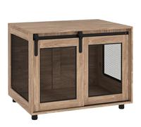 PawHut Dog Crate Furniture, Dog Cage End Table with Sliding Door, Pet Kennel for Medium Breeds, 80 x 58.5 x 63cm, Walnut Brown