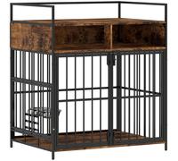 PawHut Dog Crate Furniture, Dog Cage with Rotatable Feeding Station and Storage Shelves, End Side Table Indoor Pet Kenne