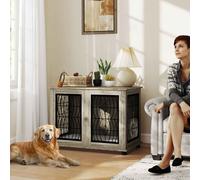 PawHut Dog Crate Furniture, Dog Cage with Soft Washable Cushion, Furniture-Style Pet Kennel Indoor House End Side Table for Small Medium Large Breeds, 100 x 60 x 73.5 cm, Grey Grey