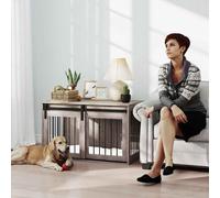 PawHut Dog Crate Furniture, Dog House Furniture Style for Large Breeds, Pet Kennel with Removable Cushion for Indoor Use, 98 x 58 x 61cm, Brown Brown