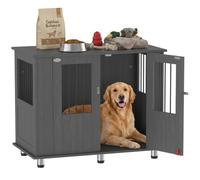 PawHut Dog Crate Furniture End Table for Large Dogs Grey 95 x 55 x 75 cm | Pet Kennel with Magnetic Door