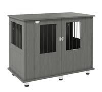 PawHut Dog Crate Furniture End Table, Pet Kennel for Medium and Large Dogs with Magnetic Door, Grey, 95 x 55 x 75 cm