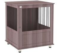 PawHut Dog Crate Furniture End Table, Pet Kennel for Small and Medium Dogs with Magnetic Door, Purple, 60 x 55 x 70 cm