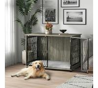 PawHut Dog Crate Furniture End Table w/ Cushion for Dogs