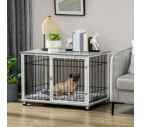 Pawhut Dog Crate Furniture, Indoor Dog Washable Cushion, For S And M Dogs In Grey Grey