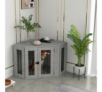 PawHut Dog Crate Furniture for Dogs w/ Cushion, Large Door - Grey - Grey - Particleboard, steel, polyester, spray cotton - 1