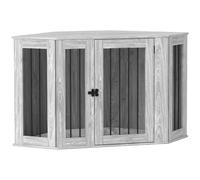 PawHut Dog Crate Furniture, Side Table Dog Kennel with Cushion, Large Door, for Large Dogs - Grey