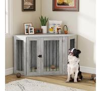 Pawhut Dog Crate Furniture For Large Dogs W/ Cushion, Door - Grey