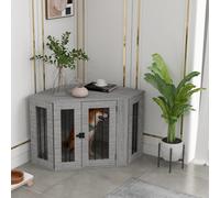 Pawhut Dog Crate Furniture For Medium Dogs W/ Cushion, Large Door In Grey Grey