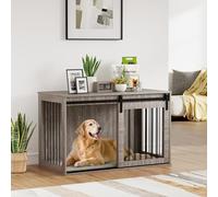 PawHut Dog Crate Furniture, Heavy Duty Dog Cage with Barn Door for Extra Large Breeds, End Side Table Pet Kennel with Removable Cushion for Indoor Use, 118 x 60 x 73 cm, Walnut Brown
