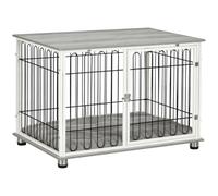 PawHut Dog Crate Furniture Indoor Dog Kennel Side End Table, 90x58x63 cm | Soft Washable Cushion, Lockable Door for Medium Breeds