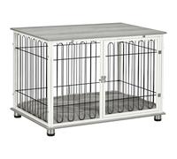PawHut Dog Crate Furniture, Indoor Dog Kennel Side End Table w/Soft Washable Cushion, Lockable Door, for Small and Medium Dogs