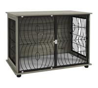 Pawhut Dog Crate Furniture End Table W/ Cushion For Medium Dogs