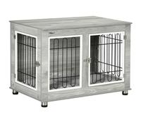 PawHut Dog Crate Furniture Side End Table w/ Soft Washable Cushion, Indoor Dog Kennel with Wire Mesh, Large Top, for Medium and Large Dogs Aosom UK